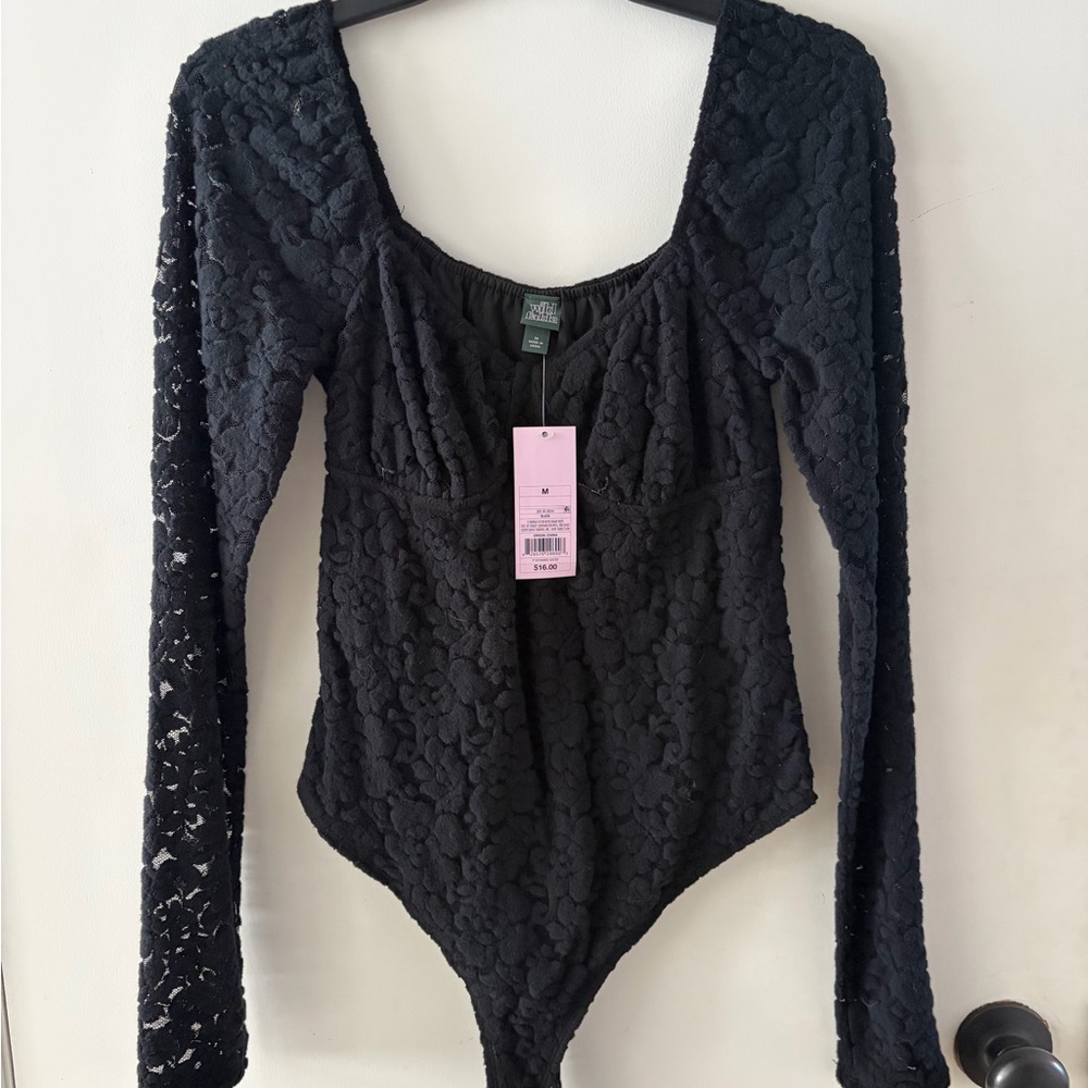 Wild Fable Black Textured Bodysuit